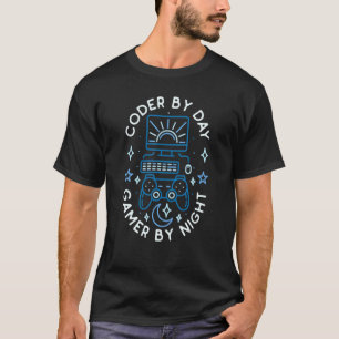 Coder By Day Gamer By Night Gaming  Student Coding T-Shirt