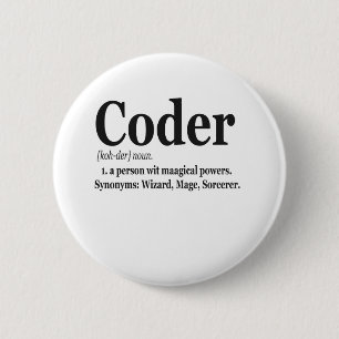 Coder Definition Funny Cute Computer Nerd Gift 6 Cm Round Badge