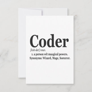 Coder Definition Funny Cute Computer Nerd Gift Thank You Card
