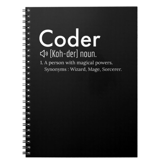 Coder Definition - programming language lovers  Notebook (Front)