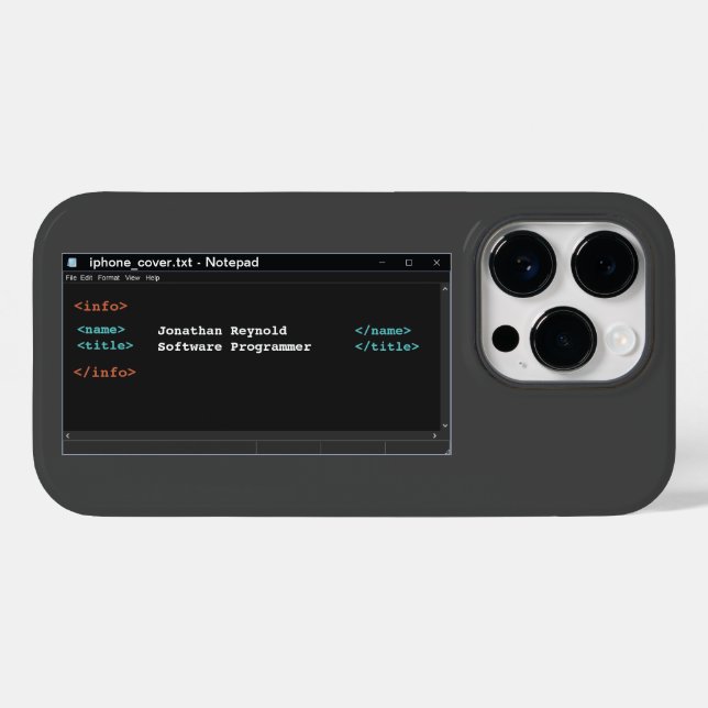 Coder Format Computer Notepad Programmer Dark Mode Case-Mate iPhone Case (Back (Horizontal))