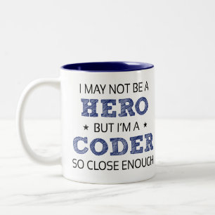 Coder Hero Humor Novelty Two-Tone Coffee Mug