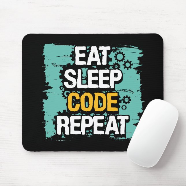 Coder Life: Eat, Sleep, Code Repeat Mouse Mat (With Mouse)