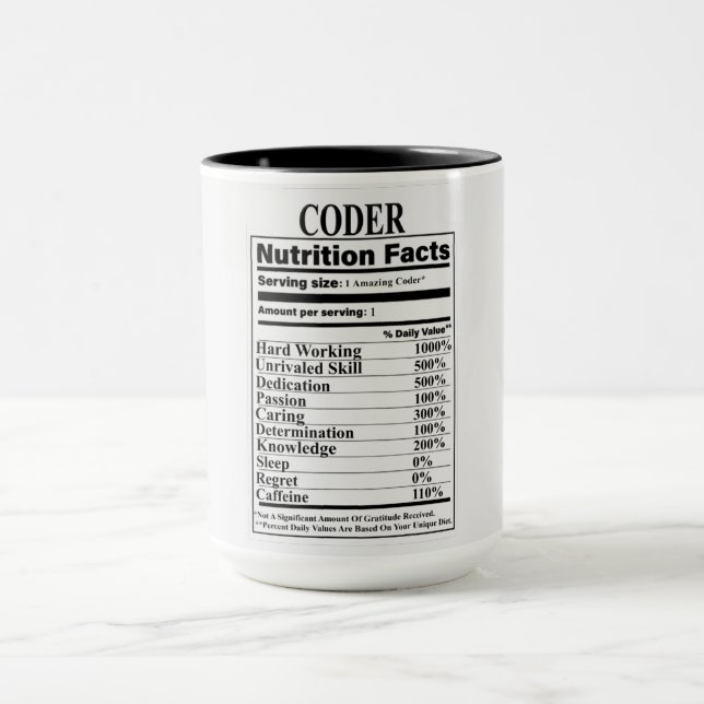 Coder Nutrition Facts Mug (Center)