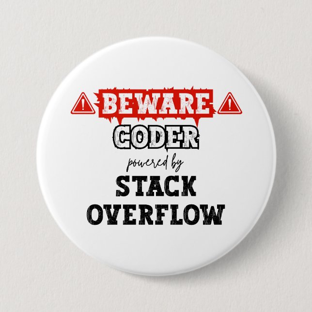 Coder Powered By Stack Overflow | Programming 7.5 Cm Round Badge (Front)