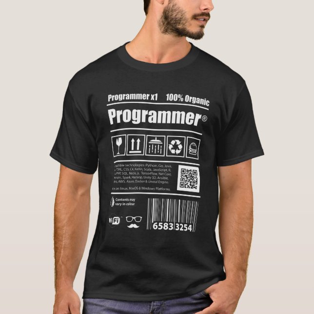Coder programmers caffeine developers Gift T-Shirt (Front)
