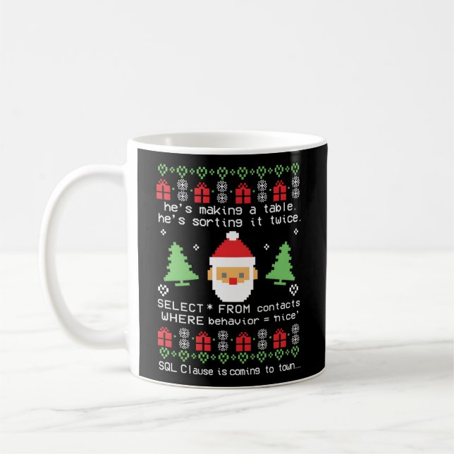 Coder Santa Claus Sql Clause Is Coming To Town Coffee Mug (Left)