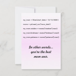 Coder's Words - You're The Best Mum Thank You Card
