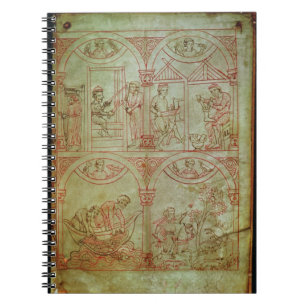 Codex 507 fol.2r Weaver, Shoemaker, Fishermen and Notebook