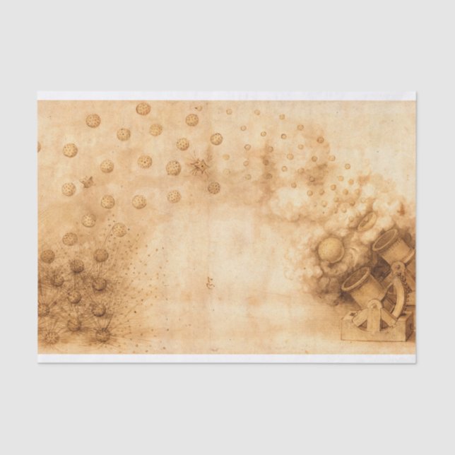 Codex Atlanticus, Cannons Shooting Explosive Bombs Tissue Paper (Front)