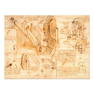 Codex Atlanticus, Hydraulic Machines by da Vinci Photo Print