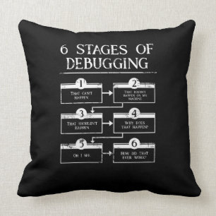 Coding 6 Stages Of Debugging Computer Programming Cushion