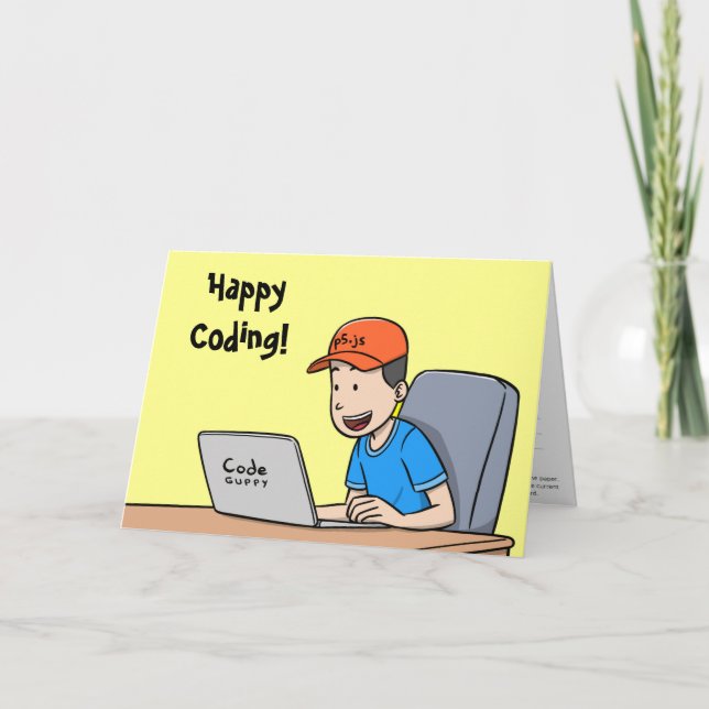 Coding Card for Kids (JavaScript program inside) (Front)