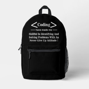 Coding Coder Developer Programmer Coding Printed Backpack