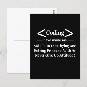 Coding Coder Programmer Developer Coding Postcard