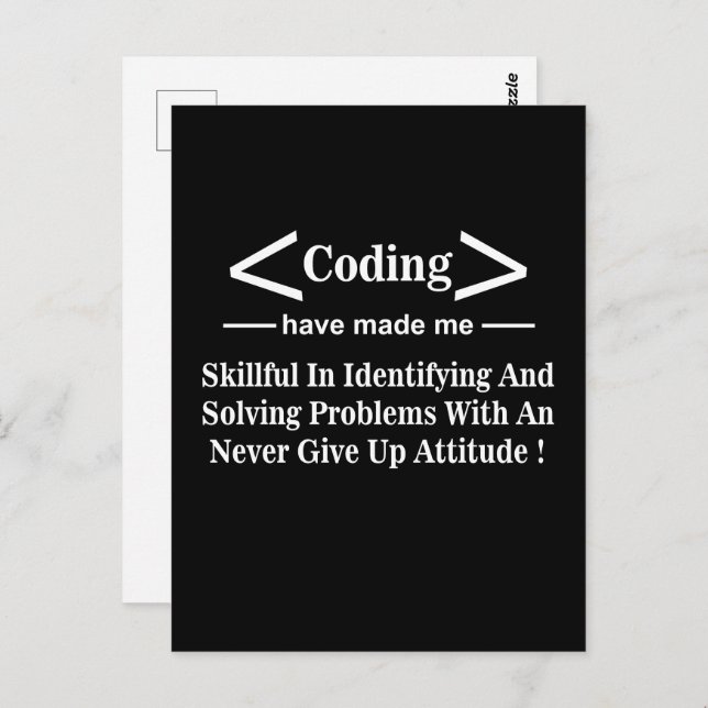 Coding Coder Programmer Developer Coding Postcard (Front/Back)