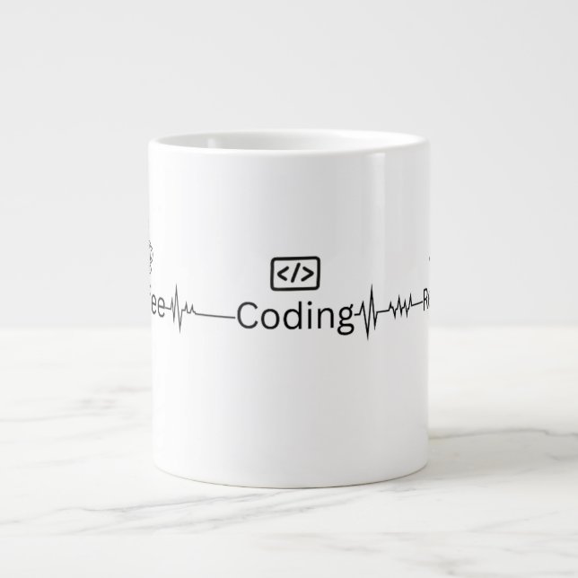 'Coding Heartbeat' Programmer Jumbo Mug (Front)