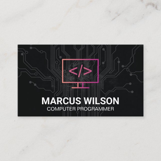 Coding Icon | Circuit Board Business Card (Front)
