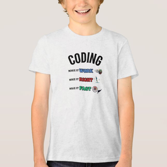 Coding Make it work make it right make it fast Tri-Blend Shirt (Front)