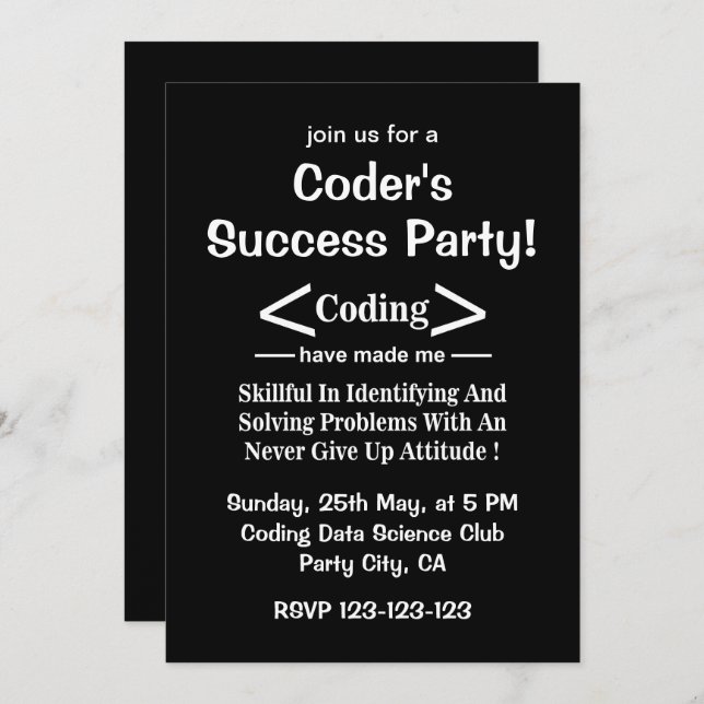 Coding Programmer Developer Coder Invitation (Front/Back)