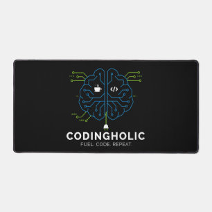 Codingholic Tech Brain Dark Programmer & Coders Desk Mat