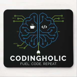 Codingholic Tech Brain For Developers Dark Mouse Mat