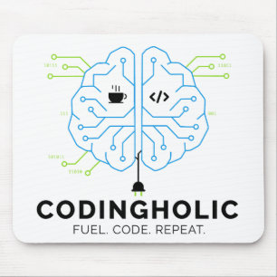Codingholic Tech Brain Programmer Developer Gift Mouse Mat