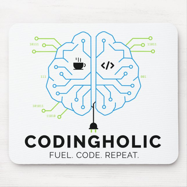 Codingholic Tech Brain Programmer | Developer Gift Mouse Mat (Front)