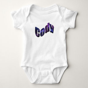Cody Name Made With Blue Nebula Clouds, Baby Bodysuit
