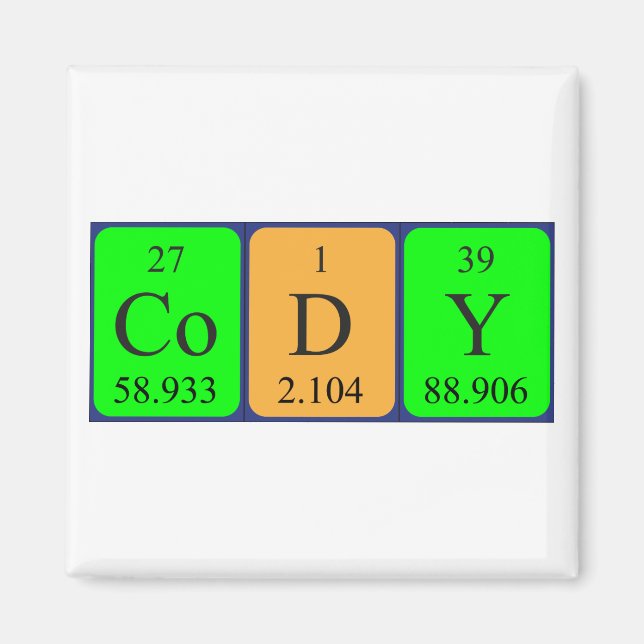 Cody periodic table name magnet (Front)