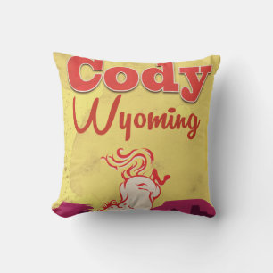Cody Wyoming vintage travel poster Cushion