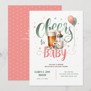 COED Baby Brewing Beers Bottles Cheers Wildflowers Invitation