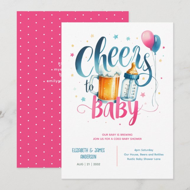 COED Baby Brewing Beers Bottles Couples Shower Invitation (Front/Back)