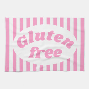 Coeliac Pink White Gluten Free Labelled Tea Towel