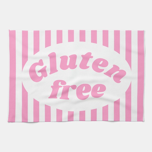 Coeliac Pink White Gluten Free Labelled Tea Towel (Horizontal)