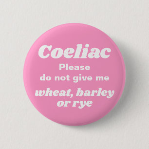 Coeliac Warning Cute Pink 6 Cm Round Badge