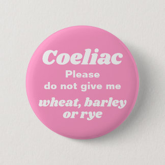 Coeliac Warning Cute Pink 6 Cm Round Badge