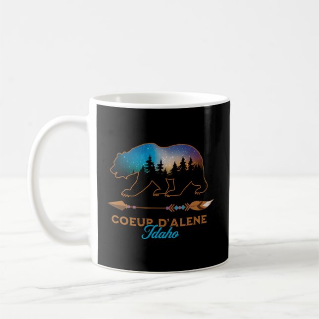 Coeur D'Alene Idaho Bear Starry Night Travel Coffee Mug (Left)