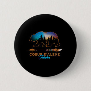 Coeur D'alene Idaho Bear Starry Night Travel Souve 6 Cm Round Badge
