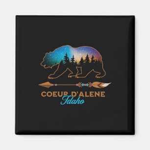 Coeur D'alene Idaho Bear Starry Night Travel Souve Magnet