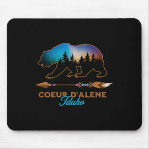 Coeur D'alene Idaho Bear Starry Night Travel Souve Mouse Mat