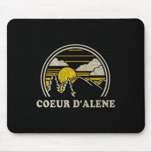 Coeur D'alene Idaho Id T Shirt Vintage Hiking Moun Mouse Mat