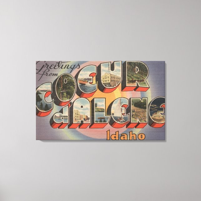 Coeur d'Alene, Idaho - Large Letter Scenes Canvas Print (Front)