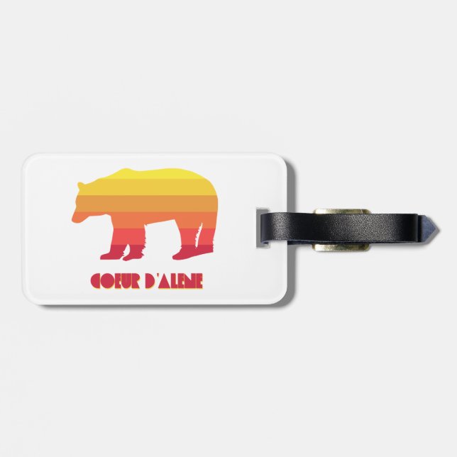 Coeur d'Alene Idaho Rainbow Bear Luggage Tag (Back Horizontal)