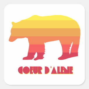 Coeur d'Alene Idaho Rainbow Bear Square Sticker
