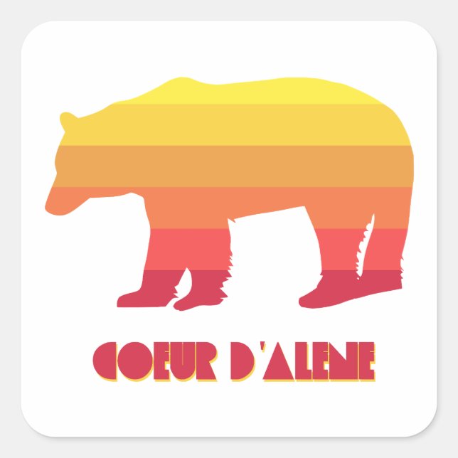 Coeur d'Alene Idaho Rainbow Bear Square Sticker (Front)