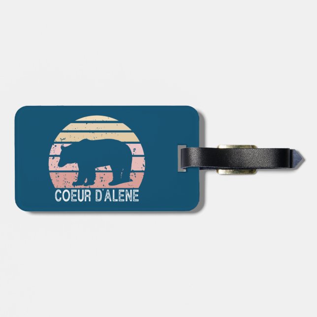 Coeur d'Alene Idaho Retro Bear Luggage Tag (Back Horizontal)