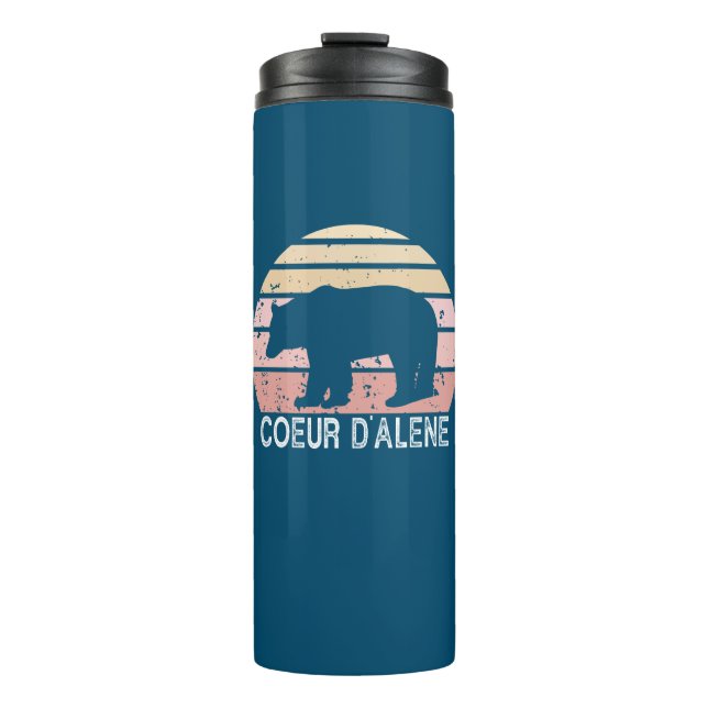 Coeur d'Alene Idaho Retro Bear Thermal Tumbler (Front)