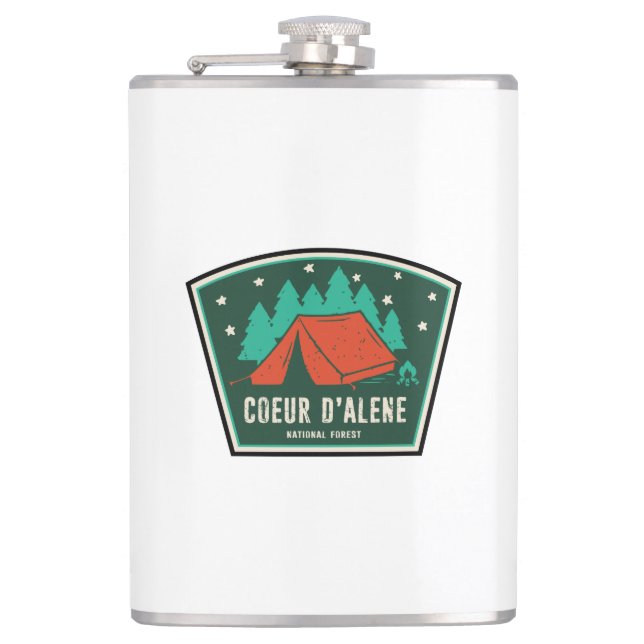 Coeur D'Alene National Forest Camping Hip Flask (Front)
