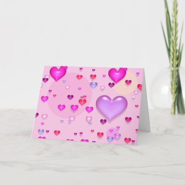 Coeurs roses pour la Saint-Valentin - Holiday Card (Front)